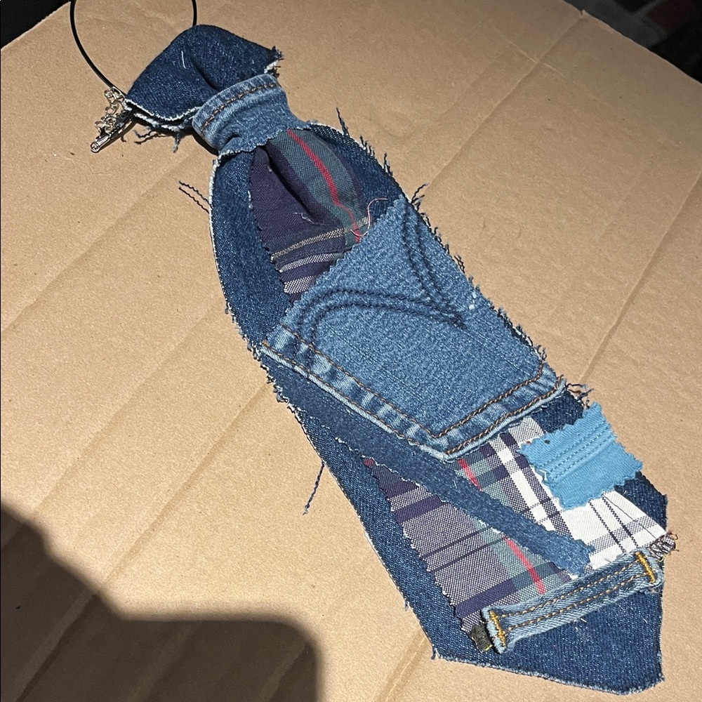 Upcycled Patchwork Denim and Plaid Women's Accessory